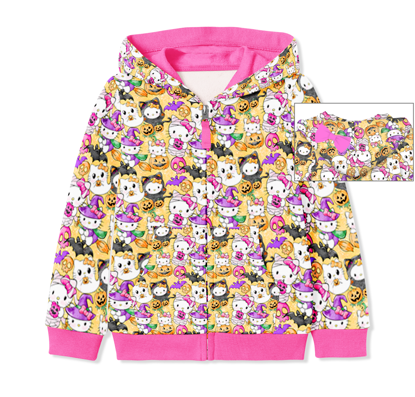 Boo Kitty - Kids Bamboo Hooded Full Zip Up Sweatshirt