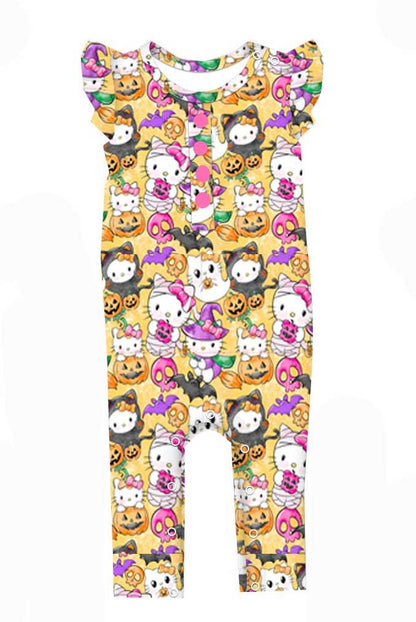 Boo Kitty - Ruffle Sleeve Bamboo Romper