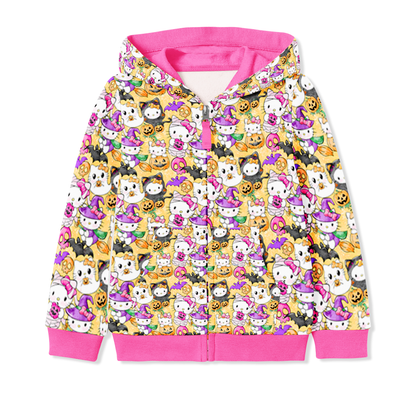 Boo Kitty - Kids Bamboo Hooded Full Zip Up Sweatshirt