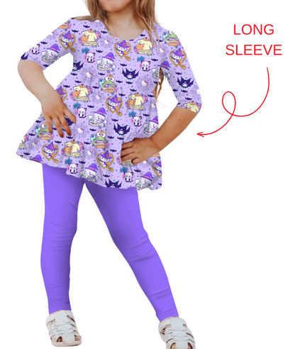 Kitty Webs - Bamboo Long Sleeve & Pants Peplum Set