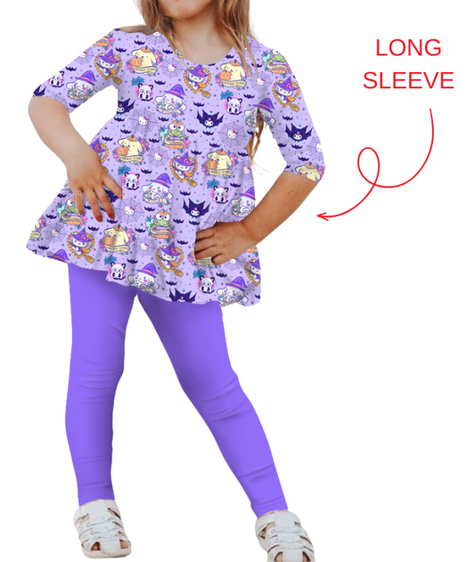 Kitty Webs - Bamboo Long Sleeve & Pants Peplum Set