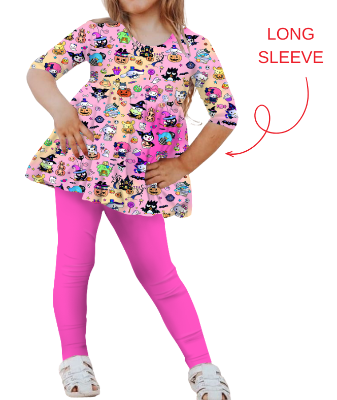 Kitty Treats - Bamboo Long Sleeve & Pants Peplum Set