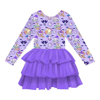 Kitty Webs - Girl's Long Sleeve Bamboo Tiered Tulle Dress