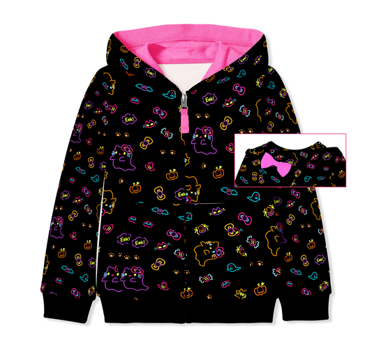 Neon Kitty - Kids Bamboo Hooded Full Zip Up Sweatshirt