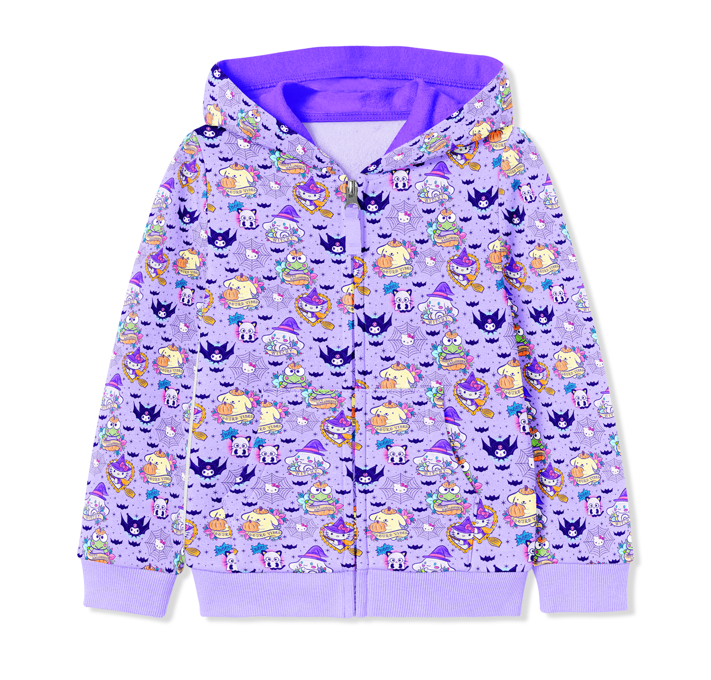 Kitty Webs - Kids Bamboo Hooded Full Zip Up Sweatshirt