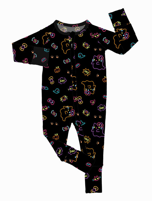 Neon Kitty - Bamboo Convertible Zippy Romper