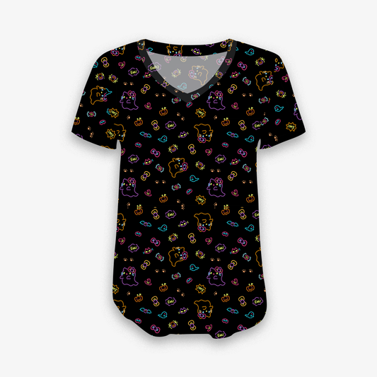 [Pre Sale] Neon Kitty - Women's Bamboo Short Sleeve V Neck Top (EST SHIP LATE SEPT)