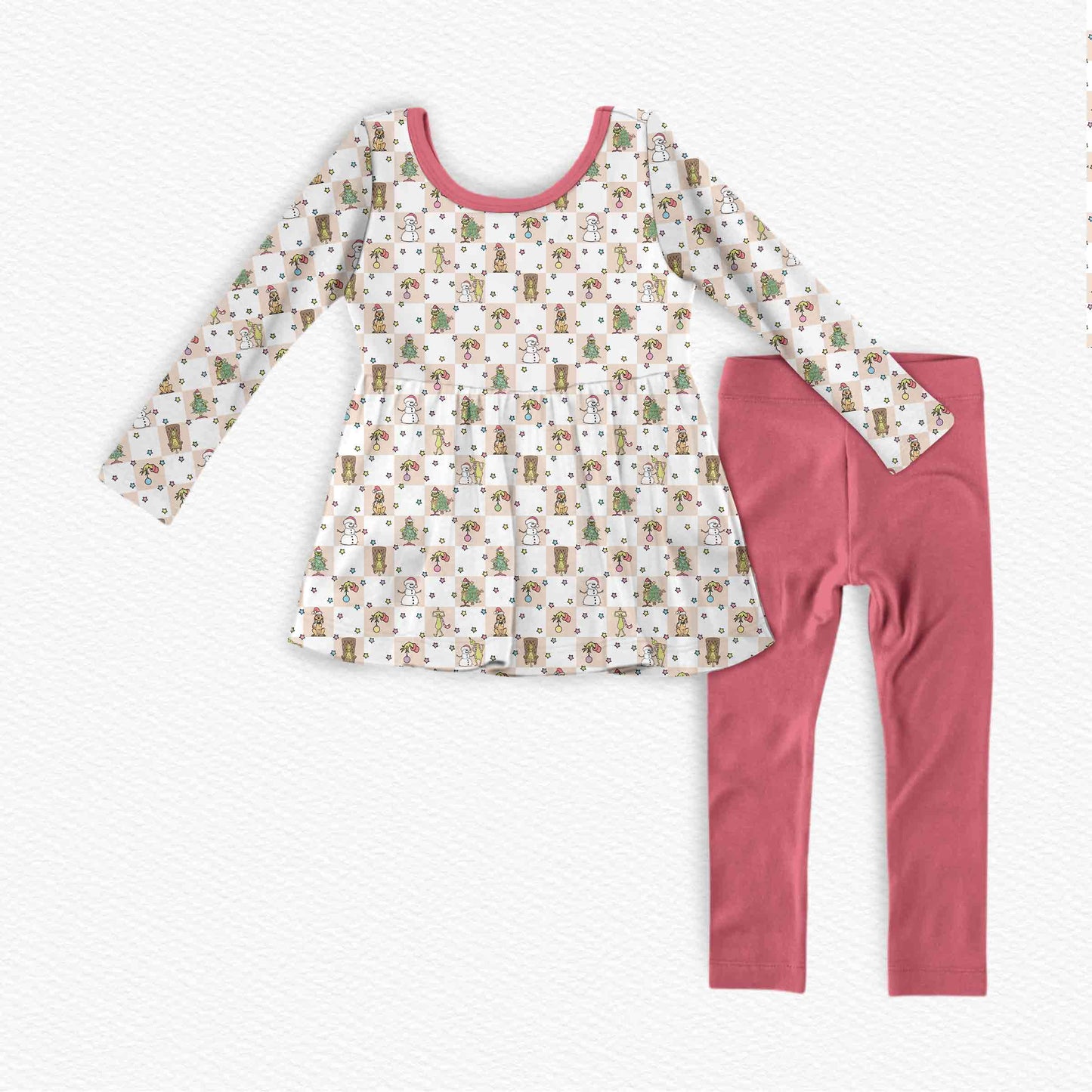 Christmas Cheer - Bamboo Long Sleeve & Pants Peplum Set