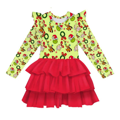 Cindy Lou Who - Girl's Long Sleeve Bamboo Tiered Tulle Dress