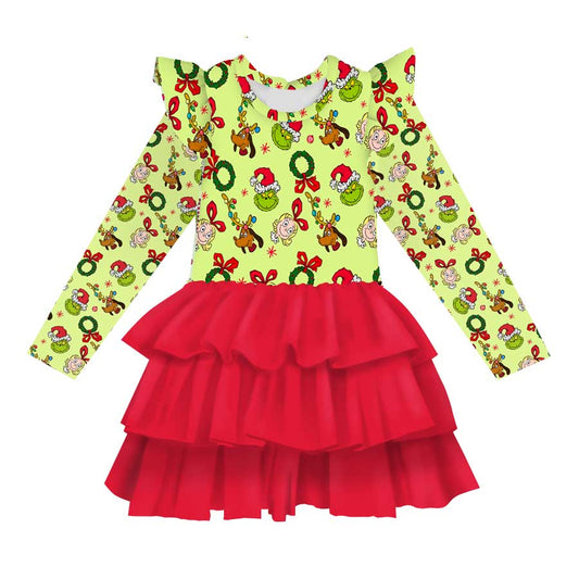 Cindy Lou Who - Girl's Long Sleeve Bamboo Tiered Tulle Dress