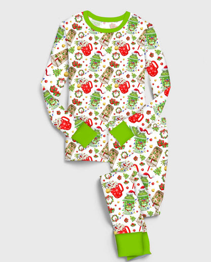 Grouchy before Coffee - Kids Bamboo Long Sleeve Pant Lounge Set