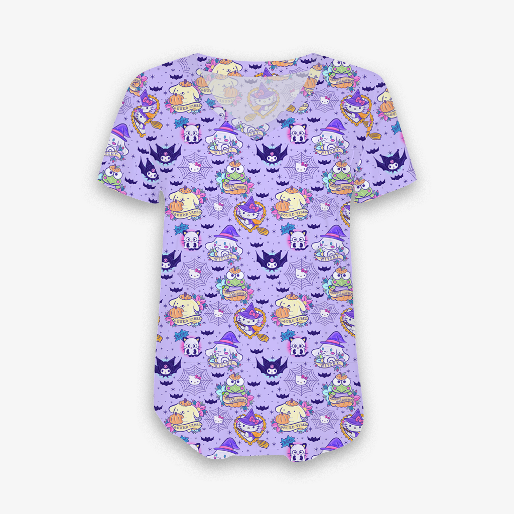 Kitty Webs - Women's Bamboo Short Sleeve V Neck Top