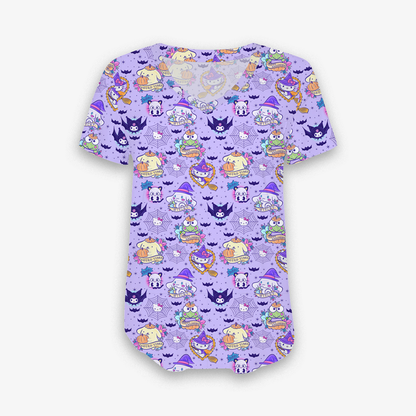 Kitty Webs - Women's Bamboo Short Sleeve V Neck Top