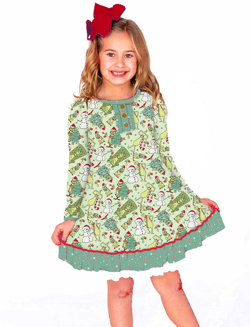 You're a Mean One - Girls Long Sleeve Bamboo Dream Set