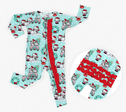 Hello Holidays - Bamboo Convertible Ruffle Zippy Romper