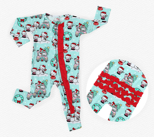 Hello Holidays - Bamboo Convertible Ruffle Zippy Romper