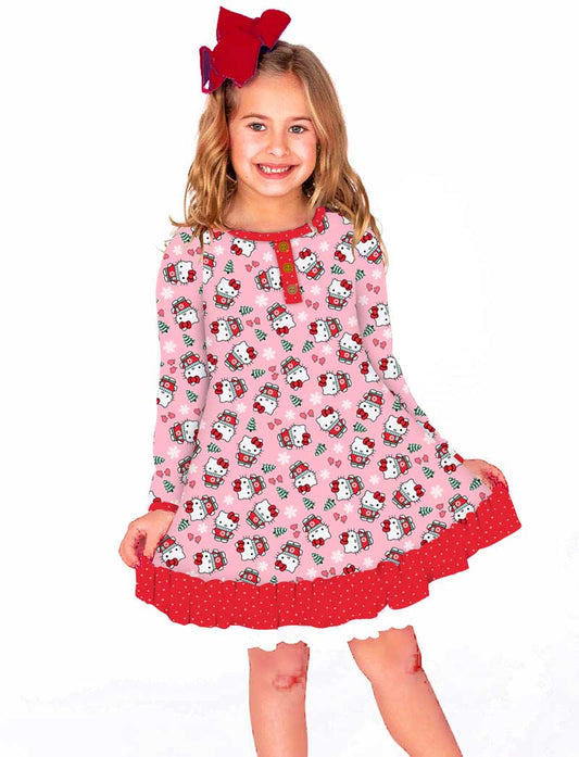 Kitty Mittens - Girls Long Sleeve Bamboo Dream Set