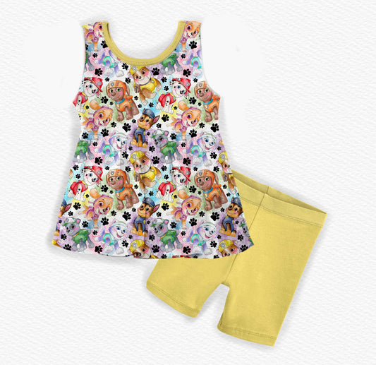Pups on Patrol - Bamboo Tank Top & Shorts Peplum Set