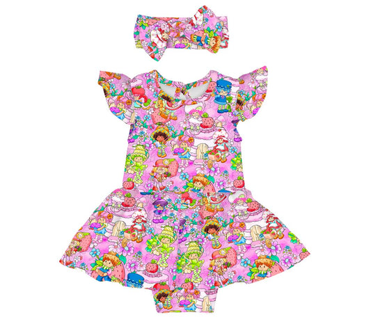 Strawberry Friends - Bamboo Twirl Skirt Body Suit