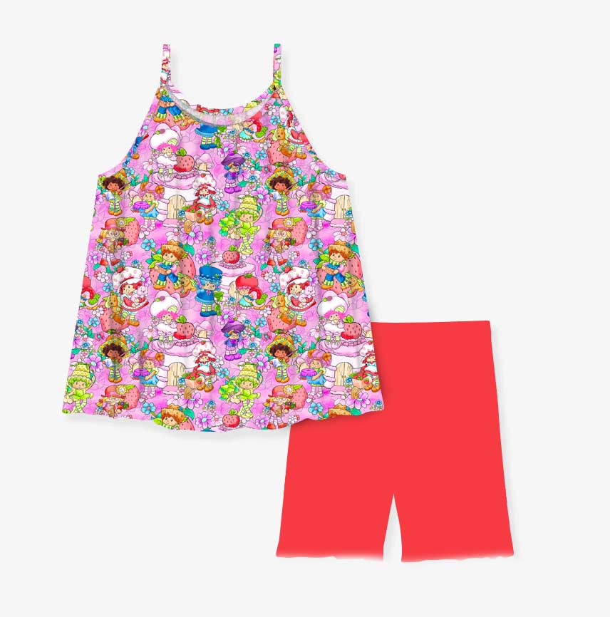 Strawberry Friends - Bamboo Tank Top & Shorts Set